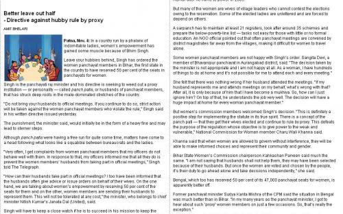 Better leave out half - Directive against hubby rule by proxy - The Telegraph - Calcutta Edition
